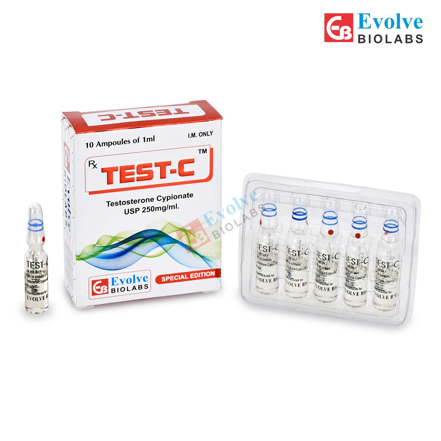 Test-C – Testosterone Cypionate USP 250mg/ml – 10 Ampoules of 1ml
