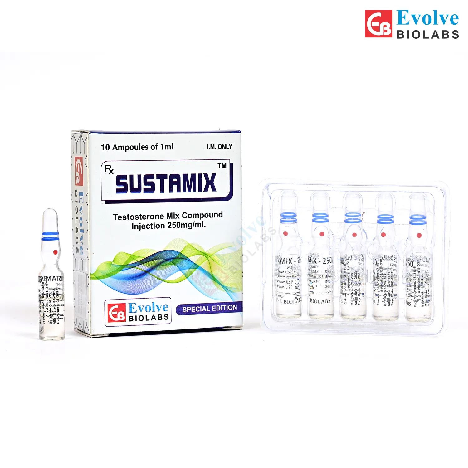 Sustamix – Testosterone Mix Compound Injection 250mg/ml – 10 Ampoules of 1ml