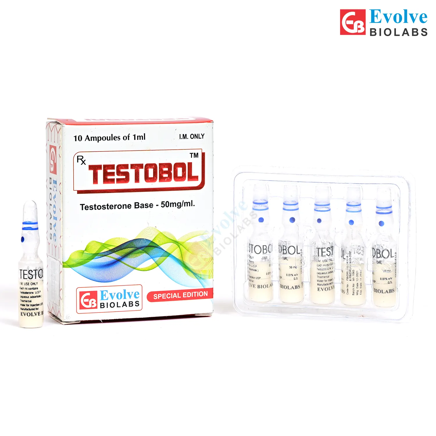 Testobol – Testosterone Base – 50mg/ml – 10 Ampoules of 1ml